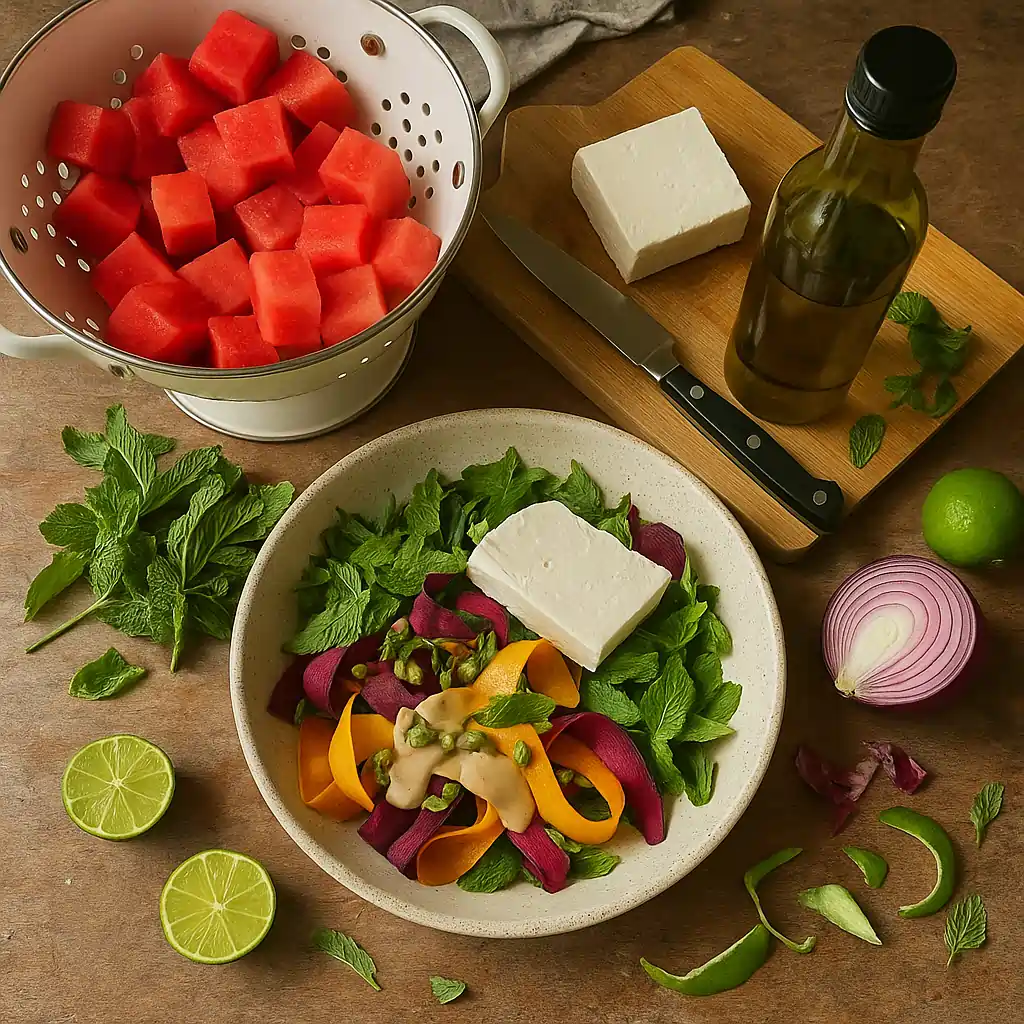 Watermelon Feta Mint Salad Ingredients