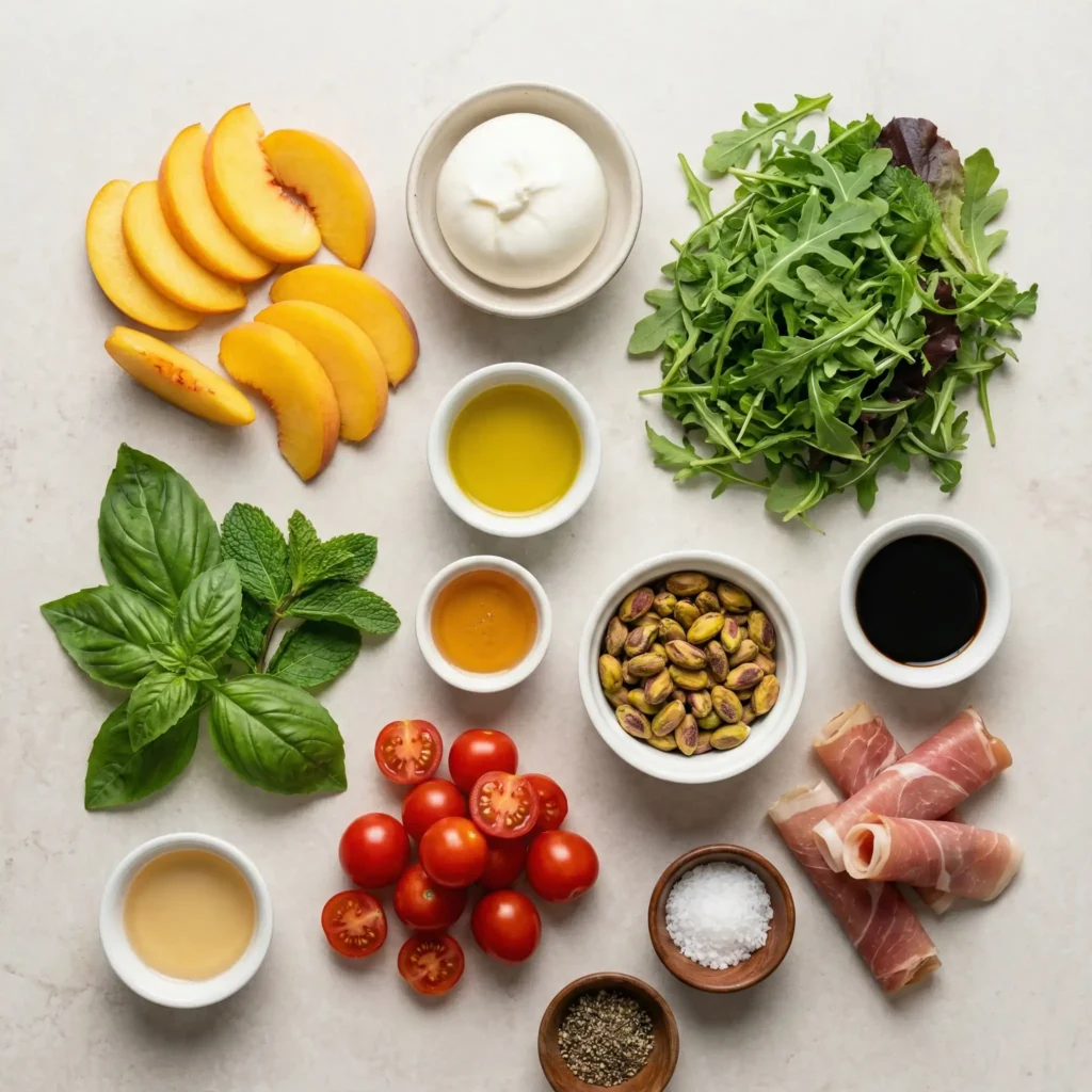 Peach Burrata Salad Ingredients
